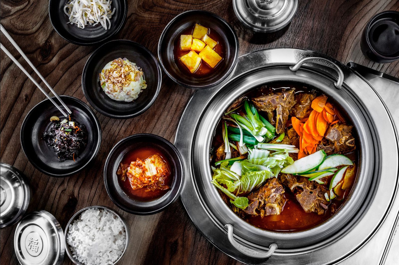 Korean dishes with soup